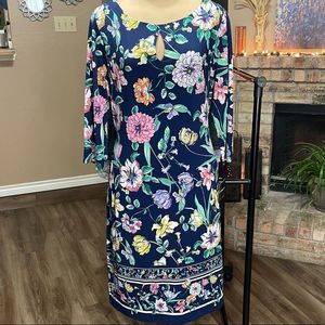 Liz Claiborne Navy Floral Dress Size Large